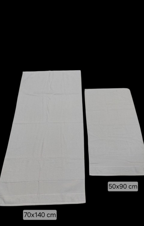2'li %100 Pamuk 1 Adet 70x140 Banyo Havlusu 1 Adet 50x90 Saç Havlusu Beyaz Havlu Seti