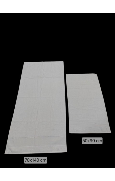 2'li %100 Pamuk 1 Adet 70x140 Banyo Havlusu 1 Adet 50x90 Saç Havlusu Beyaz Havlu Seti