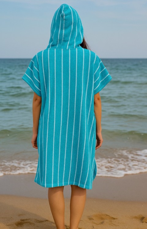 Kapüşonlu Cepli %100 Pamuk Unisex Panço (100 Boy-100En)