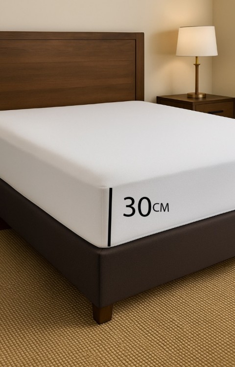 Micro Kumaş PU 30cm Fitted Kenar Çift Kişilik Sıvı Geçirmez Yatak Koruyucu Alez