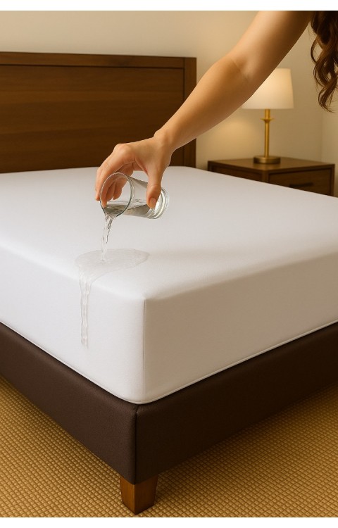 Micro Kumaş PU 30cm Fitted Kenar Çift Kişilik Sıvı Geçirmez Yatak Koruyucu Alez