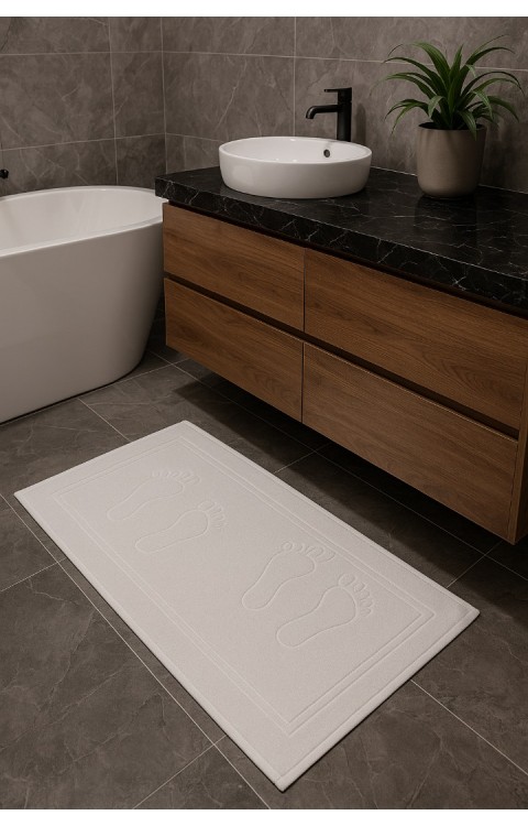 %100 Doğal Pamuk 50X80 Banyo Ayak Havlusu Beyaz