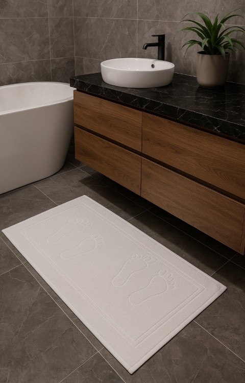 %100 Doğal Pamuk 50X80 Banyo Ayak Havlusu Beyaz