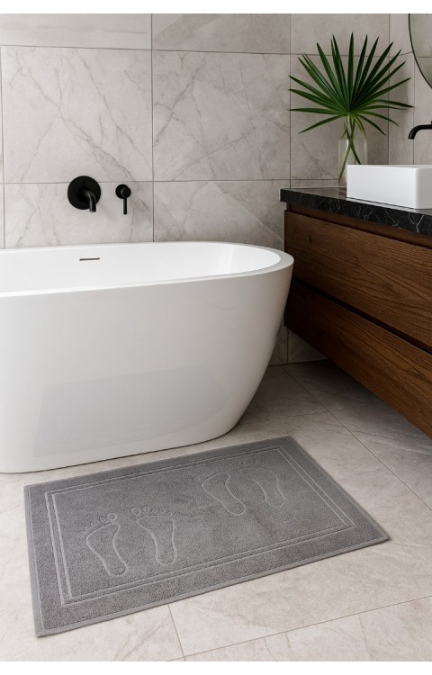 %100 Doğal Pamuk 50X80 Banyo Ayak Havlusu Gri