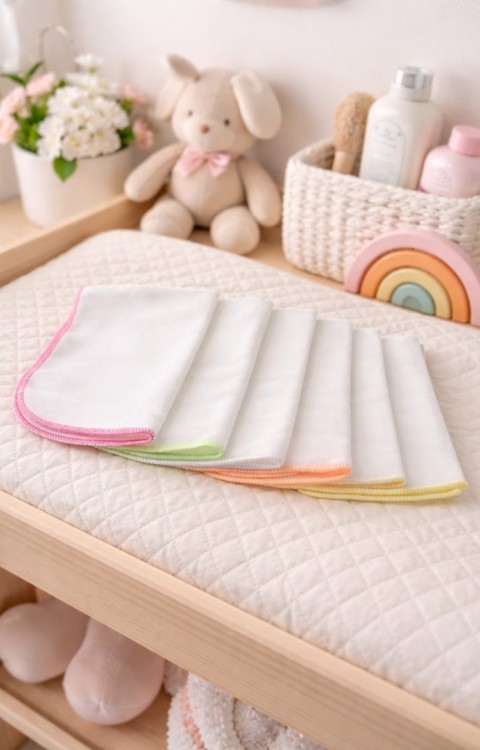 6 Adet 1 Kutu %100 Pamuk 24x24 cm Yumuşak Doku Bebek Ağız Bezi