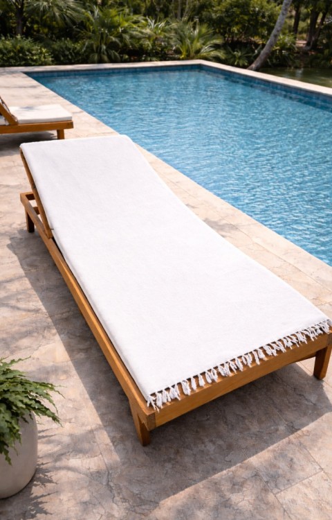 Çizgili %100 Pamuk 90x180 cm Peştemal Plaj Banyo Havlusu Beyaz