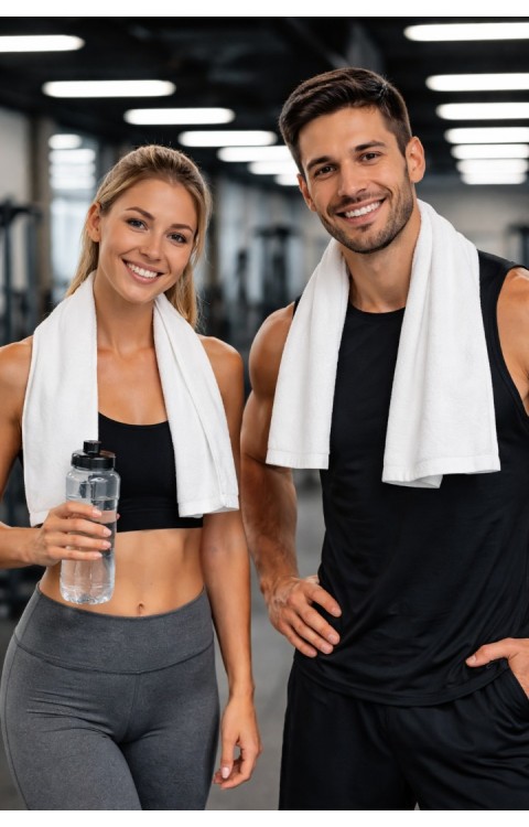 %100 Pamuk 30x110 cm Spor Havlusu Beyaz