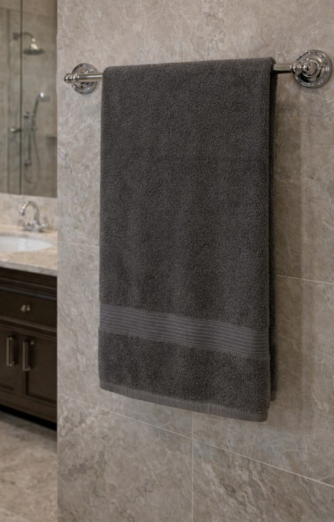 Pamuklu 70x140 cm Antrasit Düz Renk Banyo Havlusu