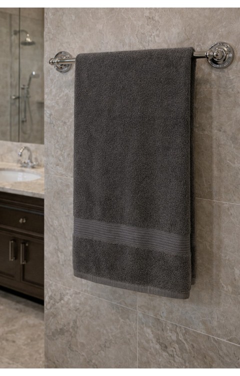 Pamuklu 70x140 cm Antrasit Düz Renk Banyo Havlusu