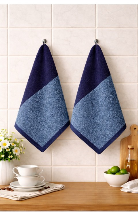 Lacivert-Mavi %100 Pamuk 30X50 Mutfak Havlu Seti