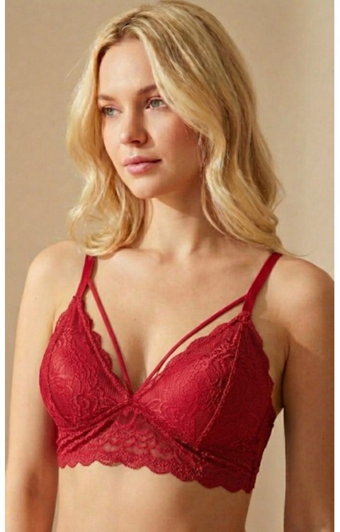 1 Adet Kadın Dantelli Desteksiz Şeritli Karışık Renk Bralet Sütyen