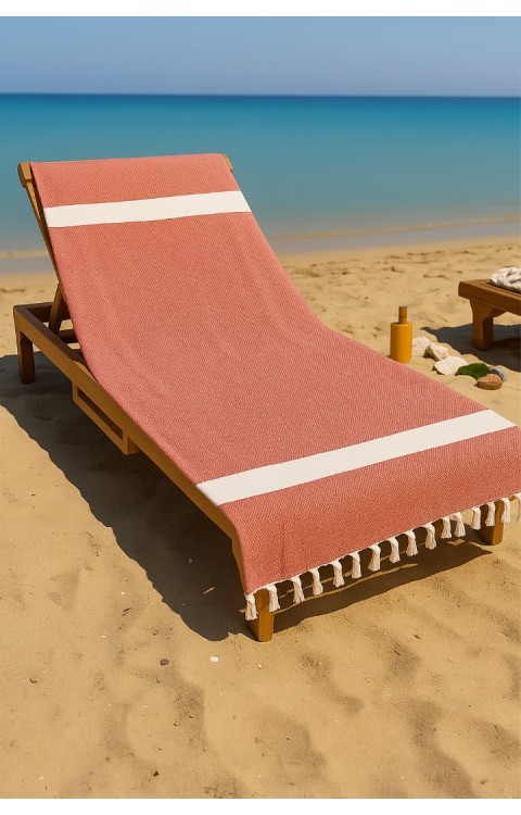 Elmas Desen %100 Pamuk 100 x 180 cm Peştemal Plaj Banyo Havlusu Kırmızı