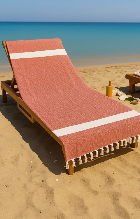 Elmas Desen %100 Pamuk 100 x 180 cm Peştemal Plaj Banyo Havlusu Kırmızı