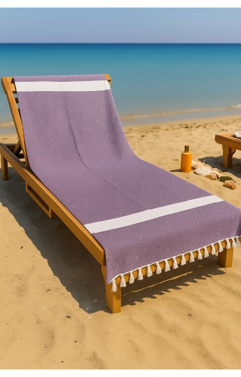 Elmas Desen %100 Pamuk 100 x 180 cm Peştemal Plaj Banyo Havlusu Mor