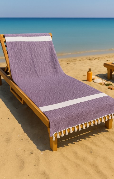 Elmas Desen %100 Pamuk 100 x 180 cm Peştemal Plaj Banyo Havlusu Mor