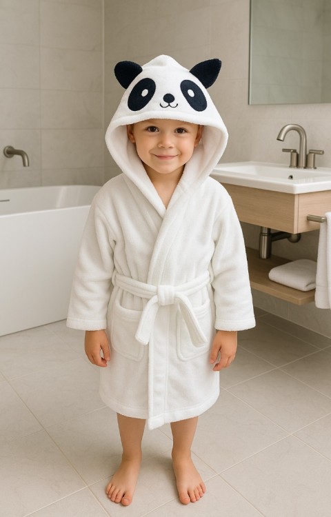 Kapüşonlu Cepli %100 Pamuk Çocuk Bornozu Mükemmel Kalite Uzun Yıllar Yumuşak Kalır Suyu Çabuk Emer