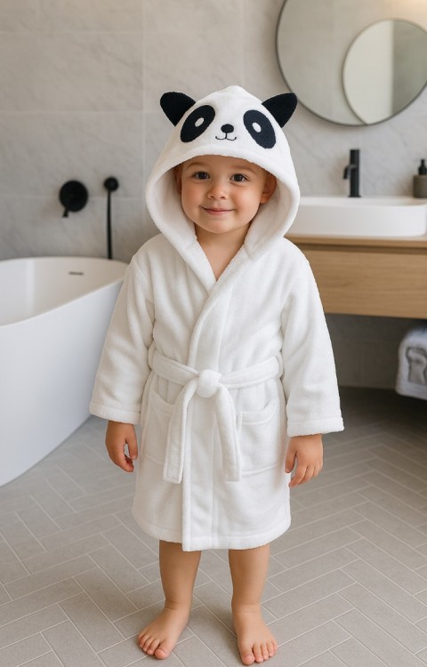 Kapüşonlu Cepli %100 Pamuk Çocuk Bornozu Mükemmel Kalite Uzun Yıllar Yumuşak Kalır Suyu Çabuk Emer