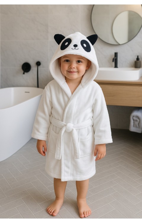 Kapüşonlu Cepli %100 Pamuk Çocuk Bornozu Mükemmel Kalite Uzun Yıllar Yumuşak Kalır Suyu Çabuk Emer