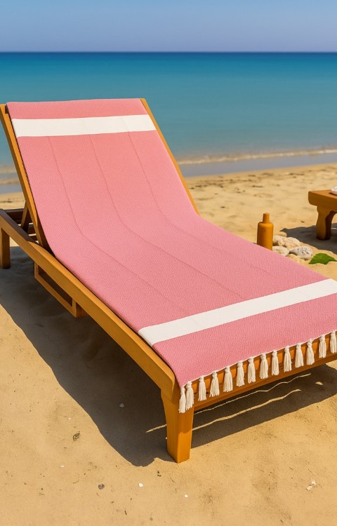 Elmas Desen %100 Pamuk 100 x 180 cm Peştemal Plaj Banyo Havlusu Pembe
