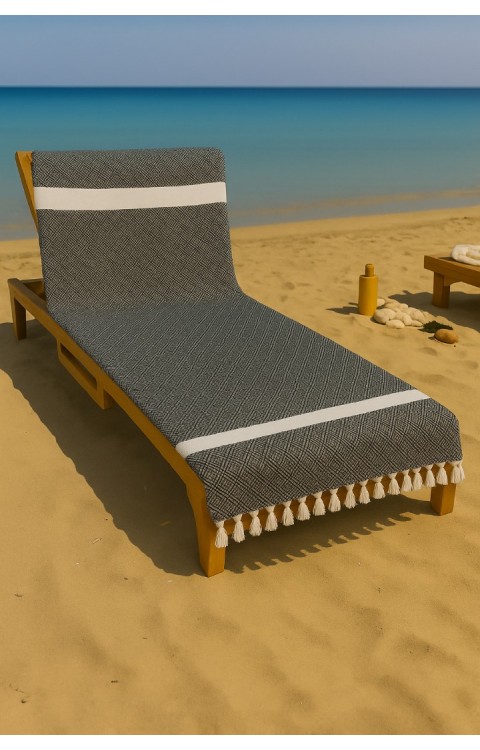 Elmas Desen %100 Pamuk 100 x 180 cm Peştemal Plaj Banyo Havlusu Siyah