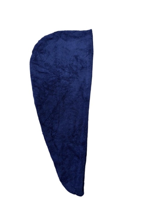 %100 Pamuk Düğmeli Lüx Havlu Saç Bonesi Lacivert