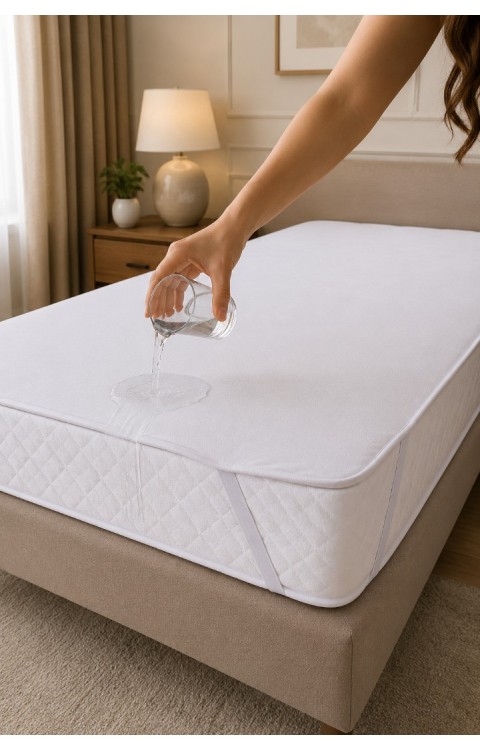 100x200 cm Üstü Örme Havlu Kumaş Alt PU Dört Kenar Lastikli Tek Kişilik Sıvı Geçirmez Yatak Koruyucu Alez