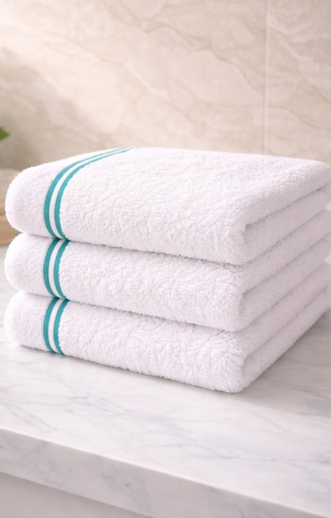 Pamuklu 70x140 cm Banyo Havlusu Beyaz