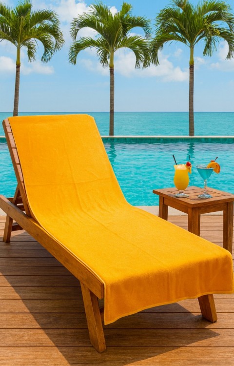 Pamuk Şezlong Havlusu 100x180 cm Plajda Kullanıma Uygun Çabuk Kuruyan Büyük Boy Havlu